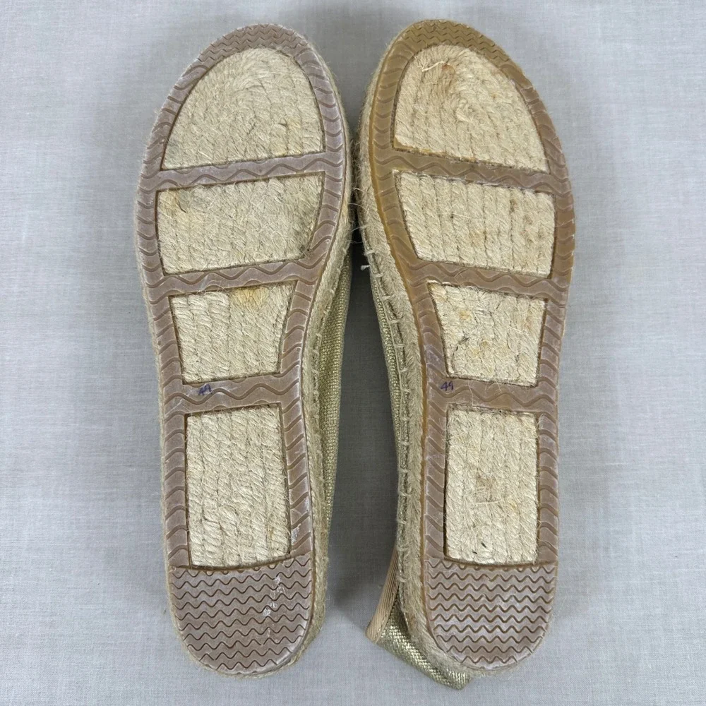 Style & Co Women's 8M Valor Espadrille Flats Gold Metallic Rhinestone Bow